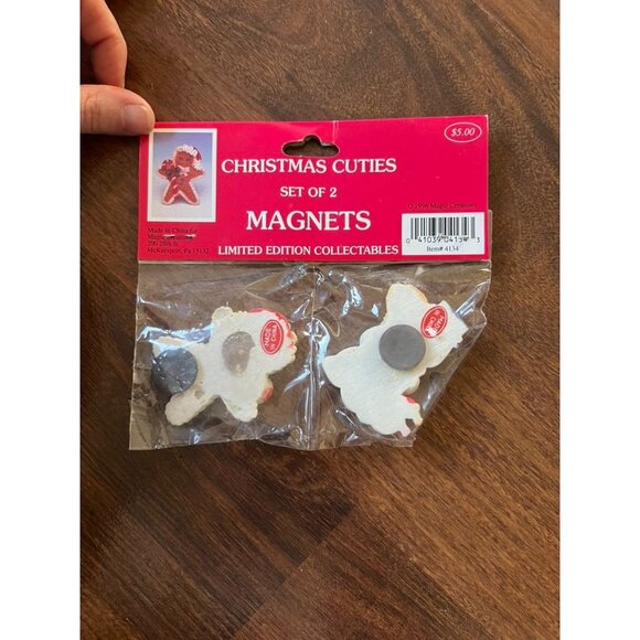 1996 Magic Creations Christmas Cuties Magnets Set of 2 Snowman & Angel NIP - Picture 2 of 6